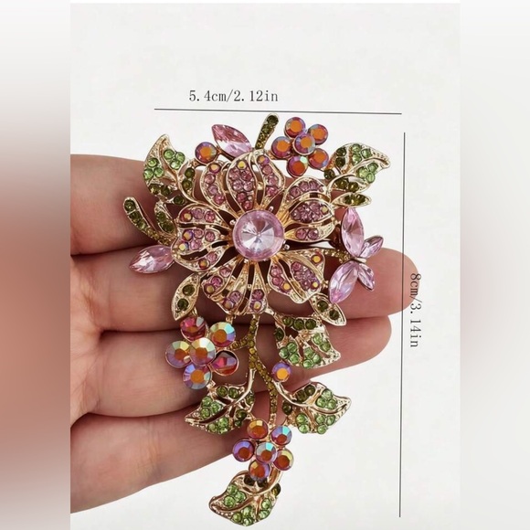 ✨Exquisite Pink and Green Floral Brooch - Picture 4 of 6
